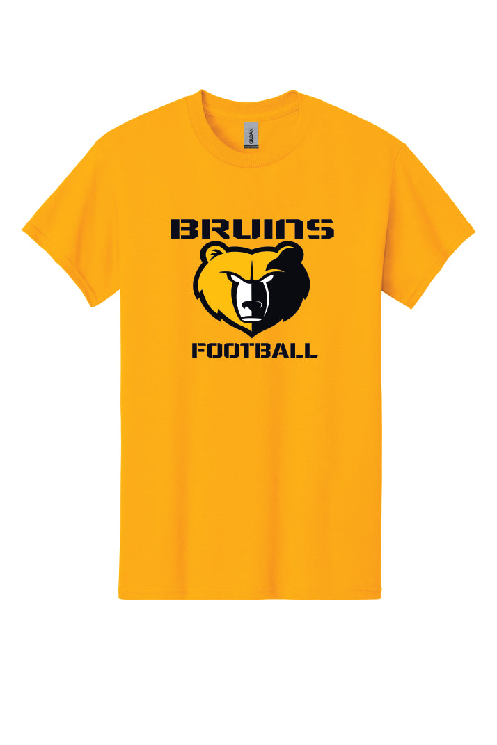 Gold t-shirt with Bruins football logo on a Gold background