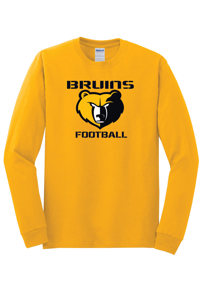 Gold long-sleeve shirt with Bruins Football logo on a gold background