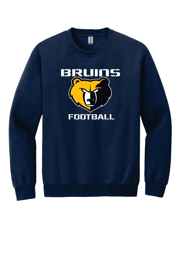 Navy blue sweatshirt with Bruins Football logo on a navy blue  background