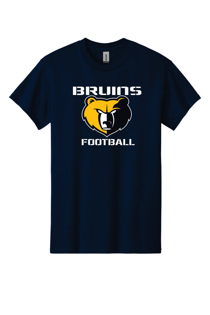 Navy blue t-shirt with 'Bruins Football' logo on a navy blue background