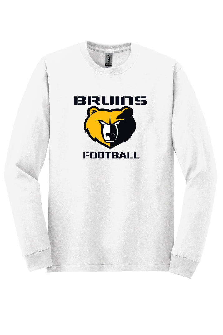 White long-sleeve shirt with Bruins Football logo on a white background