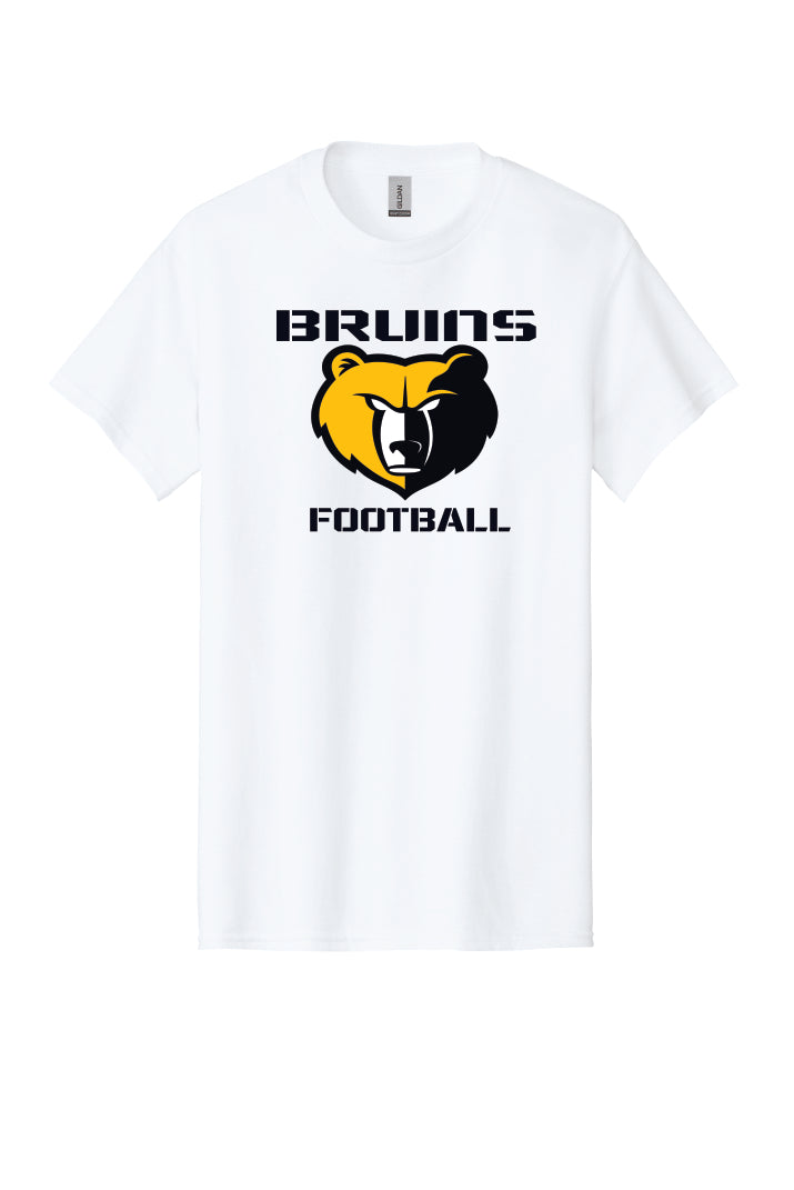 White t-shirt with Bruins football logo on a white background