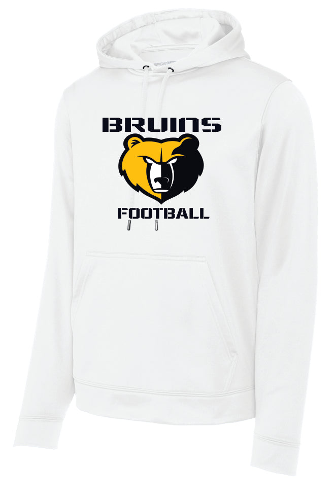 White hoodie with Bruins Football logo on a white background