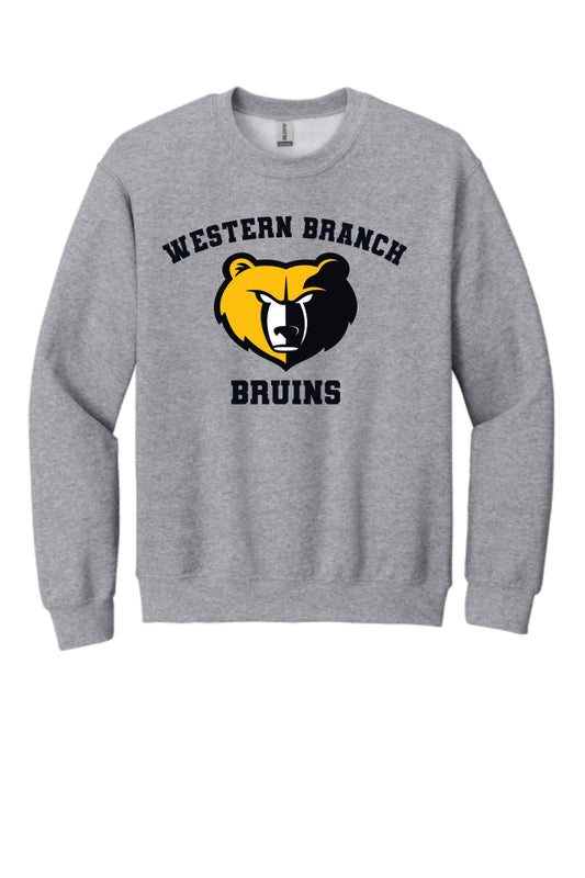 Grey sweatshirt with 'Western Branch Bruins' with a bear logo on a grey background